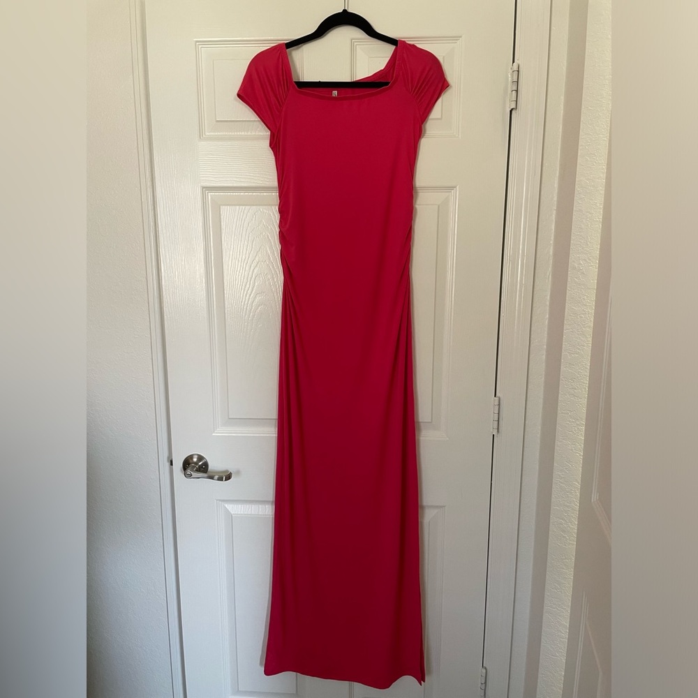 Maternity Bodycon Maxi Dress with Side Slit Size Small